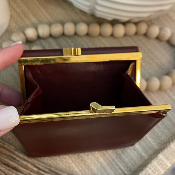 EUC CARTIER Bordeaux Burgundy Leather Double Sided, Card/Coin/Money Wallet - Picture 11 of 15